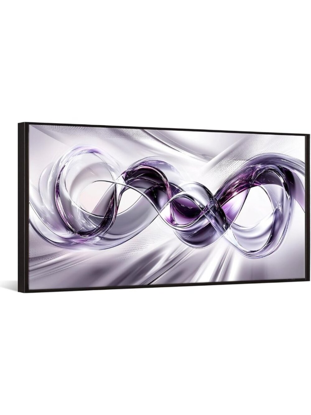 Purple Abstract Wall Art with Black Floater Frame - Modern Home Decor Accent